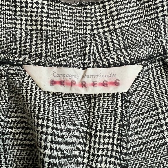 Vintage 90s Plaid Black & White High Waisted Pleated Trousers Express Size 26" - Picture 4 of 8